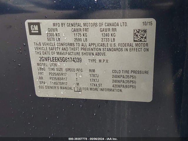 Chevrolet EQUINOX LS 2016 2GNFLEEK5G6174339 Image 9