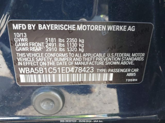 WBA5B1C51ED478423 BMW 535i