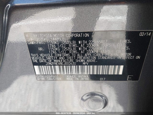 Toyota RAV4 LE 2014 JTMZFREV8EJ002630 Image 9