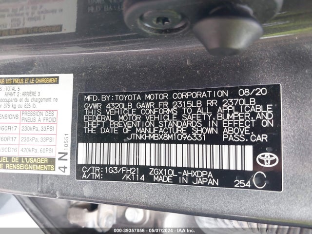 Toyota C-HR LE 2021 JTNKHMBX8M1096331 Image 9
