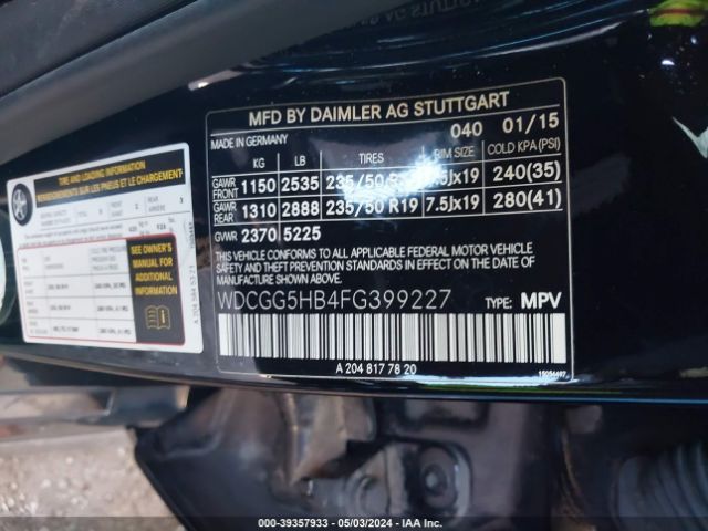 WDCGG5HB4FG399227 Mercedes-Benz GLK 350