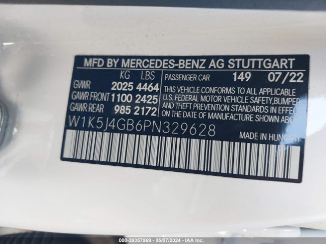 W1K5J4GB6PN329628 Mercedes-Benz Cla 250 Coupe