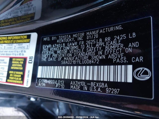 58AD21B11LU008472 Lexus ES 300H