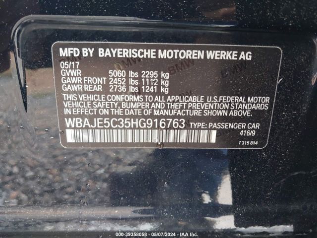 WBAJE5C35HG916763 BMW 540I