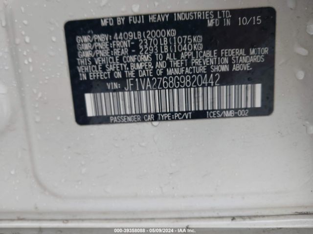 JF1VA2Z68G9820442 Subaru Wrx Sti Limited