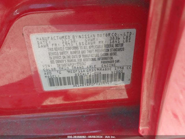 Nissan SENTRA SR 2015 3N1AB7AP0FY379747 Image 9