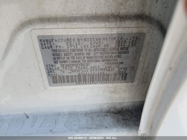 Nissan SENTRA S 2015 3N1AB7AP6FY263761 Image 9