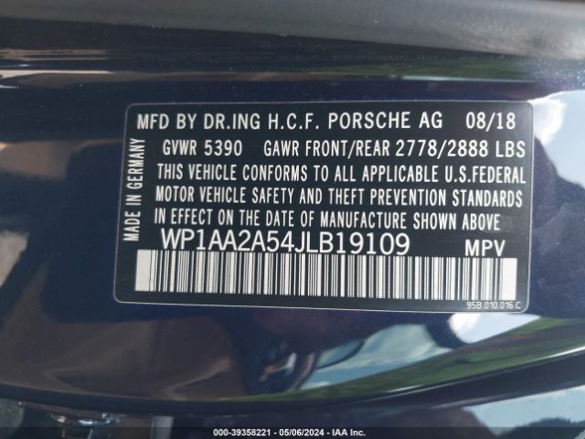WP1AA2A54JLB19109 Porsche Macan Sport Edition