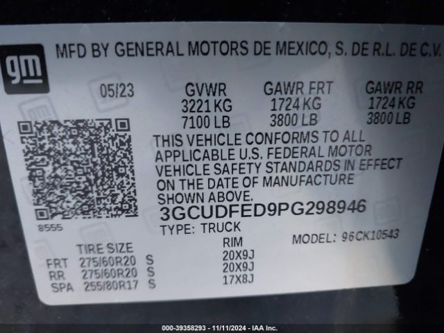 3GCUDFED9PG298946 Chevrolet Silverado 1500 4wd  Short Bed Lt Trail Boss