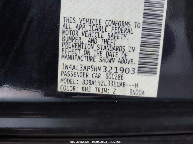 Nissan Altima 2.5 Sr 2017 1N4AL3AP5HN321903 Image 9