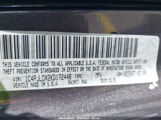 1C4PJLDX2KD172448 Jeep Cherokee Limited Fwd