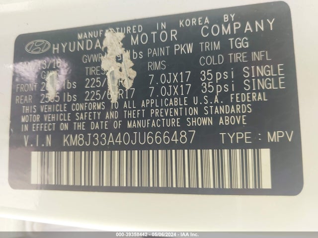 Hyundai TUCSON SEL 2018 KM8J33A40JU666487 Image 9