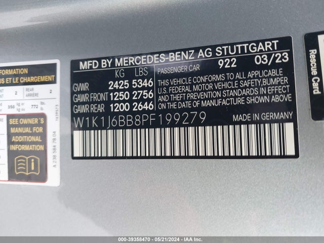 W1K1J6BB8PF199279 Mercedes-Benz Amg E 53 4matic