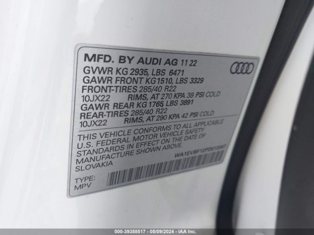 WA1EVBF12PD013347 Audi Q8 Premium Plus 55 Tfsi Quattro Tiptronic