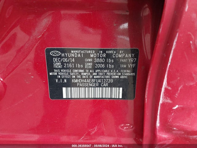 Hyundai ELANTRA SE 2015 KMHDH4AE8FU412739 Image 9