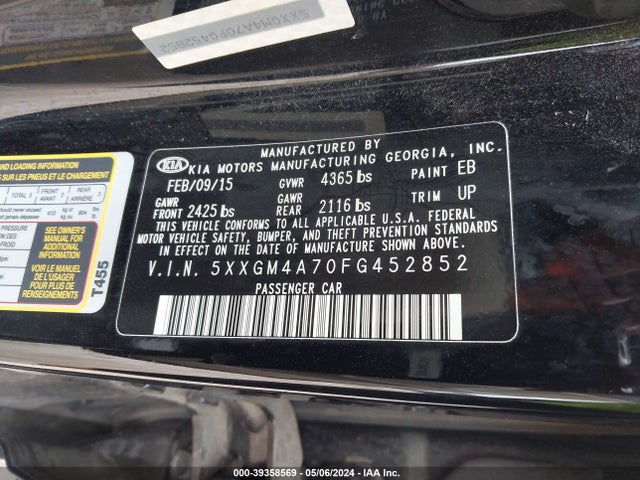 KIA Optima Lx 2015 5XXGM4A70FG452852 Image 9
