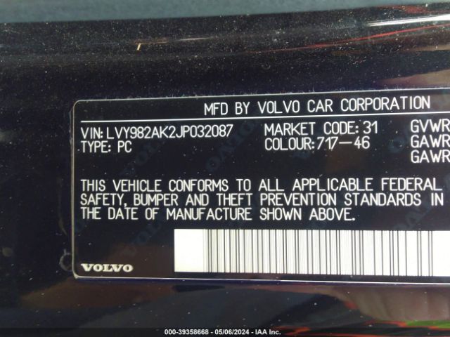 LVY982AK2JP032087 Volvo S90 T5 Momentum