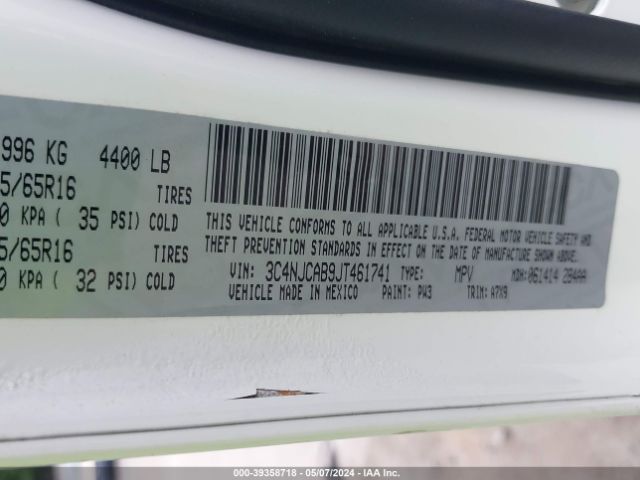 3C4NJCAB9JT461741 Jeep Compass Sport Fwd