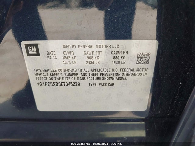 Chevrolet Cruze 1lt Auto 2014 1G1PC5SB0E7345229 Image 9