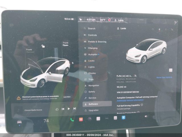 5YJ3E1EB1KF365130 Tesla Model 3 Long Range/performance