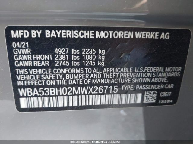WBA53BH02MWX26715 BMW 530I