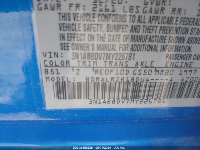 3N1AB8DV7MY226781 Nissan Sentra Sr Xtronic Cvt