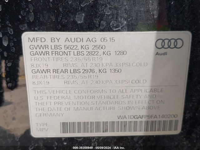 WA1DGAFP9FA140200 Audi Q5 3.0t Premium Plus