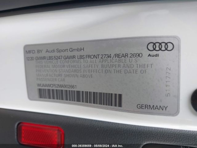WUAAWCF52MA902661 Audi Rs 5 Sportback Tfsi Quattro Tiptronic