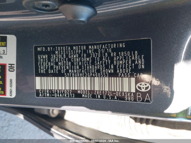 Toyota Corolla S Plus 2016 5YFBURHE2GP460553 Image 9