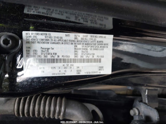 Ford FOCUS SE 2016 1FADP3KE2GL404519 Image 9