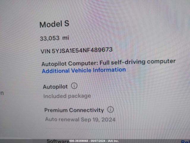 5YJSA1E54NF489673 Tesla Model S Dual Motor All-wheel Drive