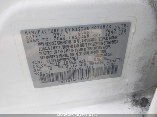 3N1AB7AP9HY409007 Nissan SENTRA SL