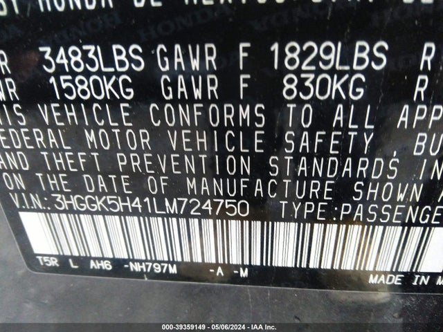 Honda FIT LX 2020 3HGGK5H41LM724750 Image 9