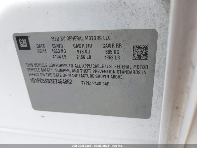 Chevrolet Cruze 1lt Auto 2014 1G1PC5SB3E7464862 Image 9