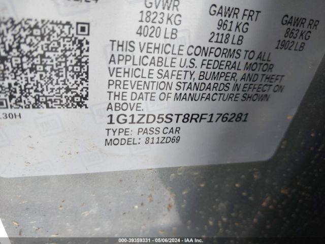 1G1ZD5ST8RF176281 Chevrolet MALIBU LT