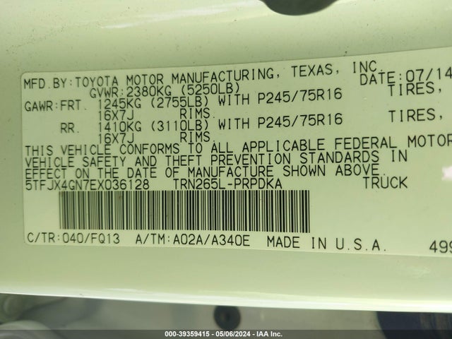 Toyota Tacoma Prerunner 2014 5TFJX4GN7EX036128 Image 9