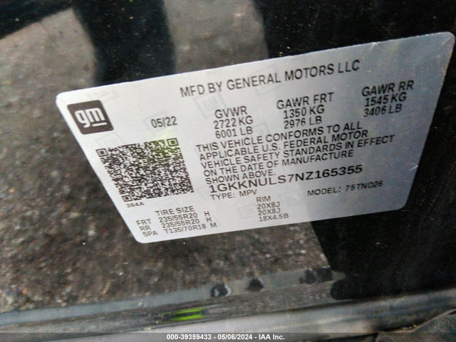 GMC Acadia Awd Slt 2022 1GKKNULS7NZ165355 Image 9