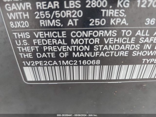 1V2PE2CA1MC216068 Volkswagen Atlas Cross Sport 3.6l V6 Se W/technology R-line