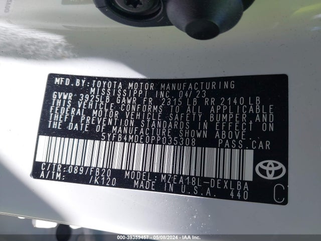 Toyota COROLLA LE 2023 5YFB4MDE0PP035308 Image 9