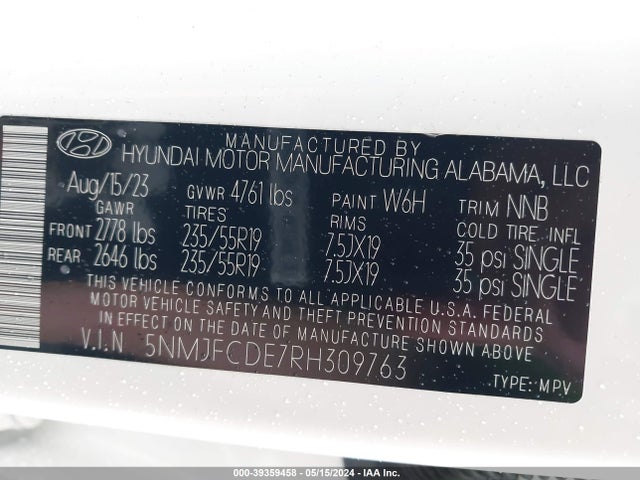 Hyundai TUCSON SEL 2024 5NMJFCDE7RH309763 Image 9
