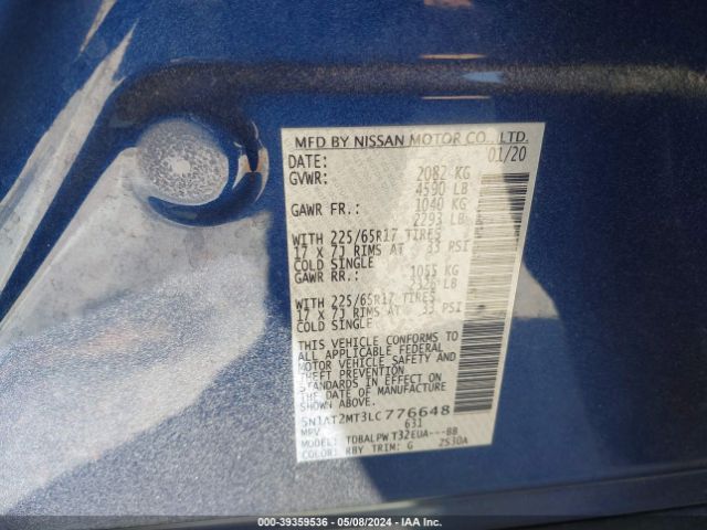 5N1AT2MT3LC776648 Nissan Rogue S Fwd