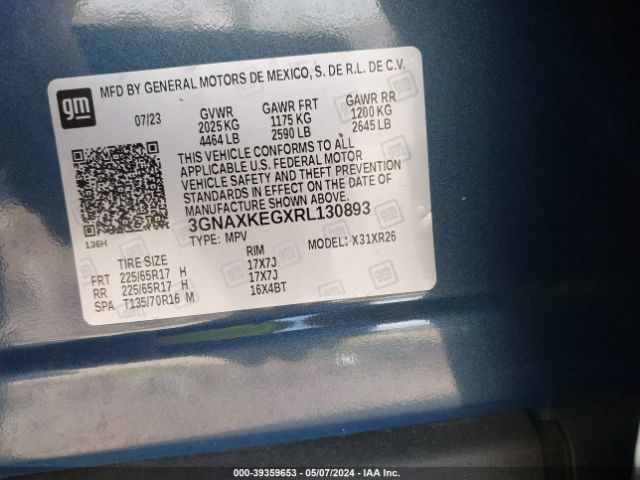 3GNAXKEGXRL130893 Chevrolet Equinox Fwd Lt