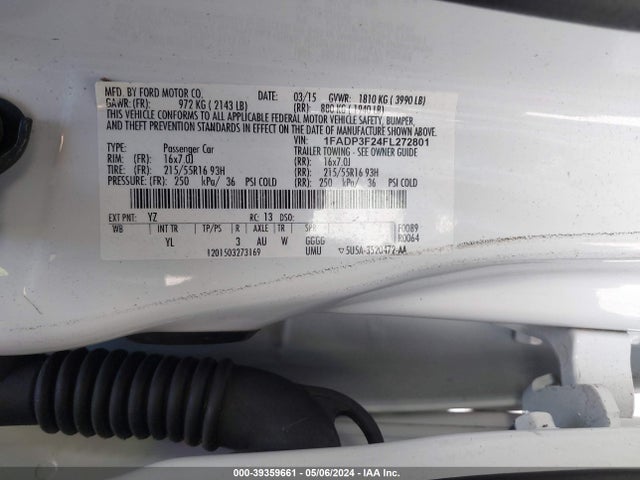 Ford FOCUS SE 2015 1FADP3F24FL272801 Image 9