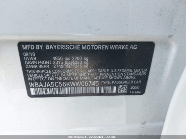 WBAJA5C56KWW06745 BMW 530I