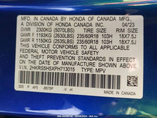 2HKRS5H5XPH713015 Honda Cr-v Hybrid Sport
