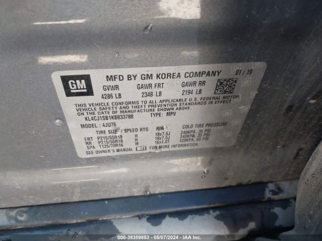 KL4CJ1SB1KB833788 Buick Encore Fwd Sport Touring