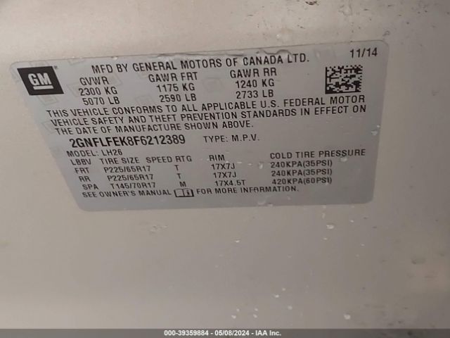 2GNFLFEK8F6212389 Chevrolet EQUINOX 1LT