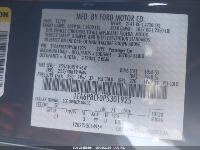 Ford Mustang Gt Premium Fastback 2023 1FA6P8CF0P5301925 Image 9