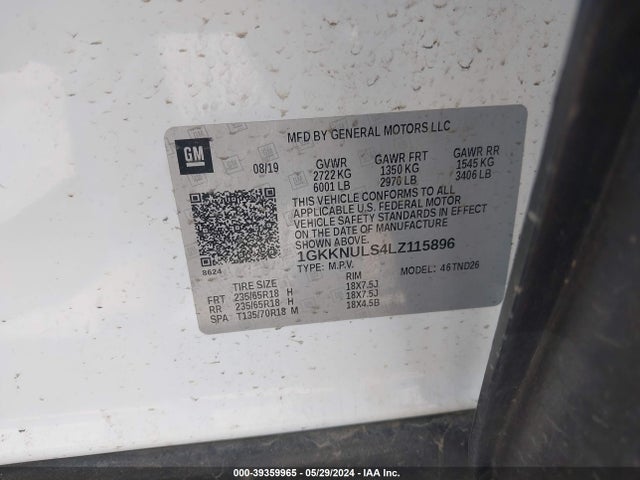 GMC Acadia Awd Slt 2020 1GKKNULS4LZ115896 Image 9