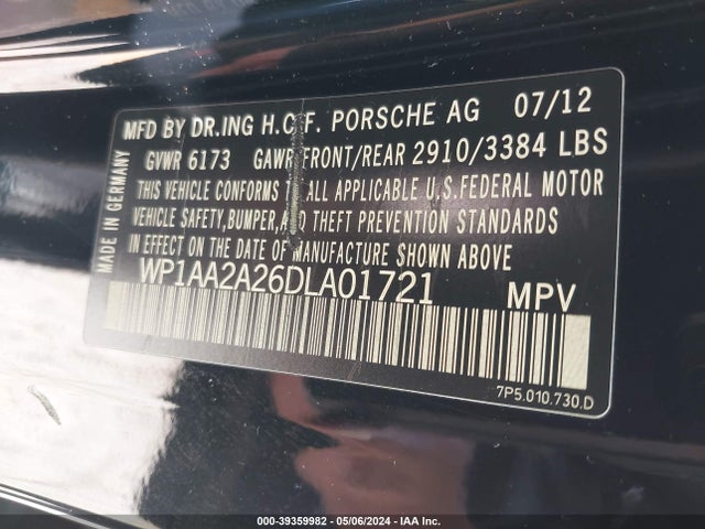 2013 PORSCHE CAYENNE WP1AA2A26DLA01721 Photo 8